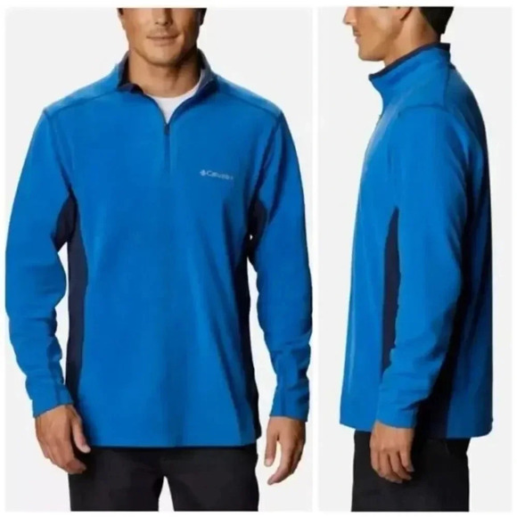 Columbia Klamath Range II Half Zip Fleece Pullover Small Blue Hiking Omni-Shade - Picture 1 of 7